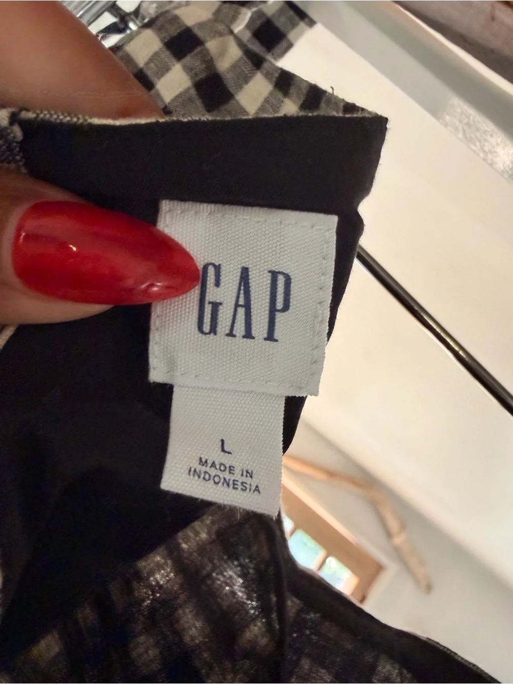 GAP Black and White Gingham Square-Neck Crop Top size large